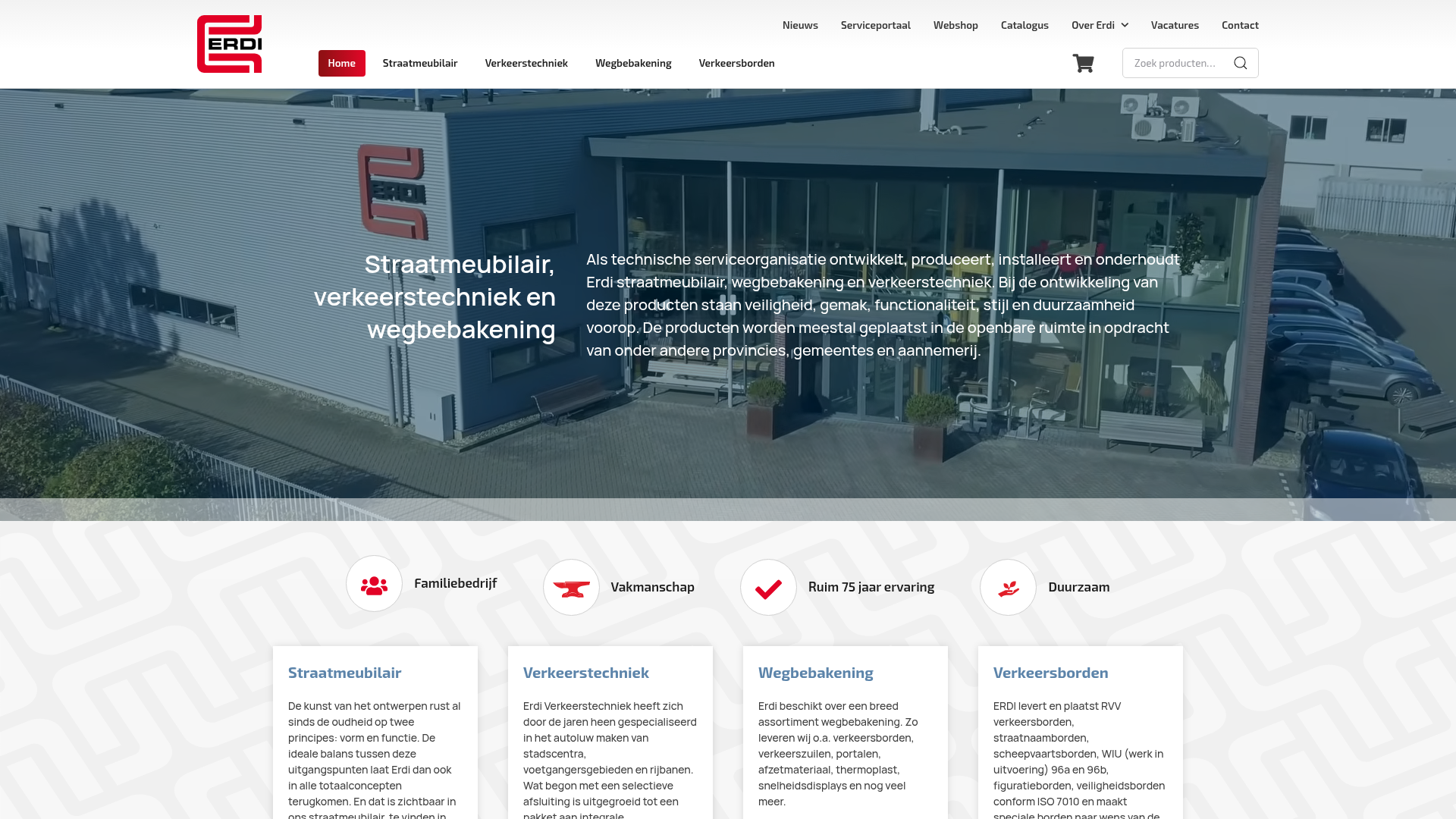 Screenshot van erdi.nl