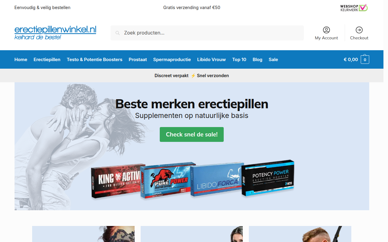 Screenshot van erectiepillenwinkel.nl