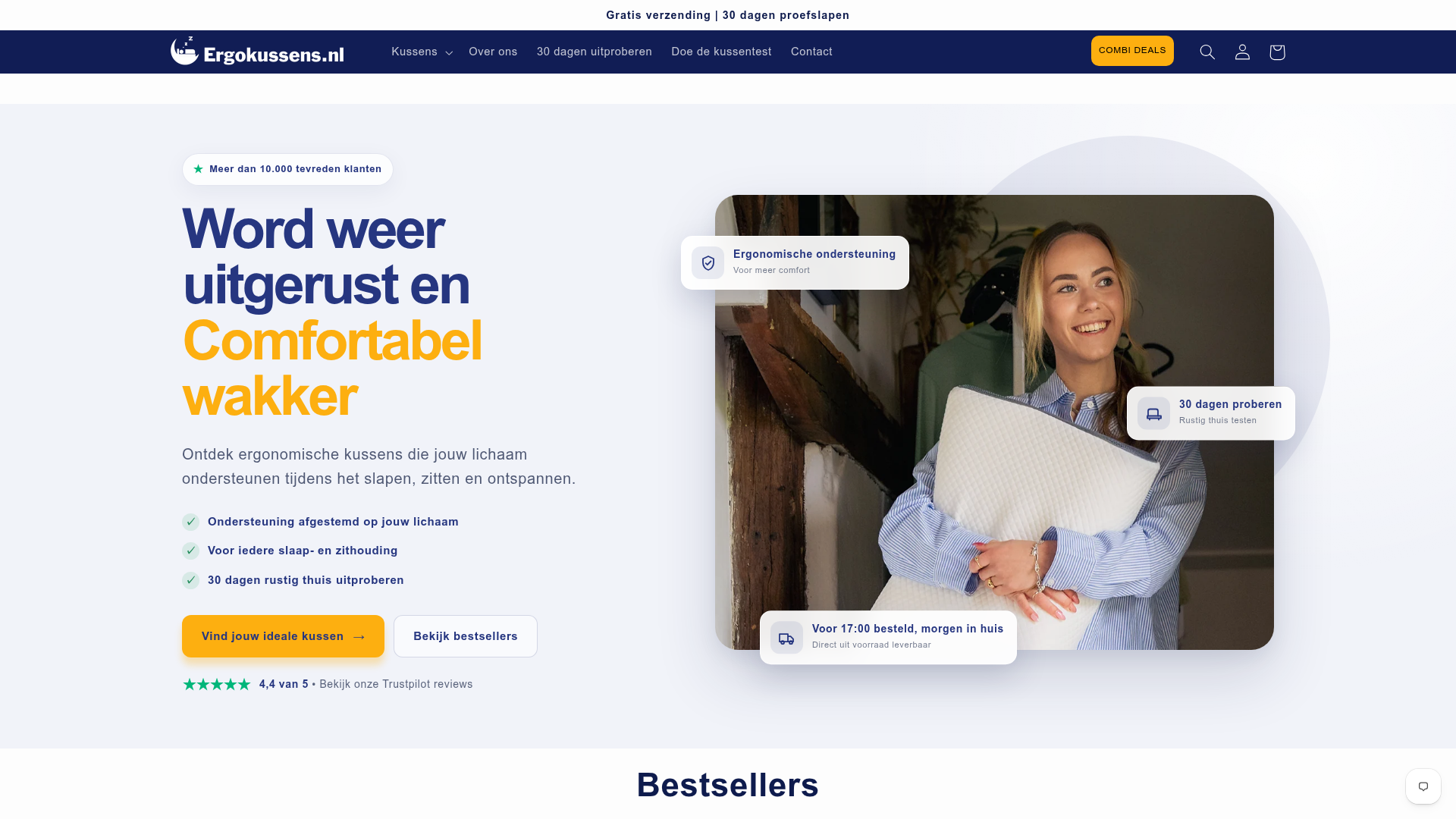 Screenshot van ergokussens.nl