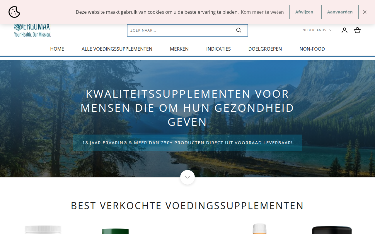 Screenshot van ergomax.nl