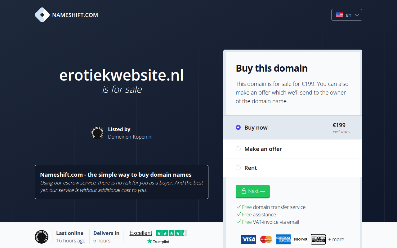 Screenshot van erotiekwebsite.nl