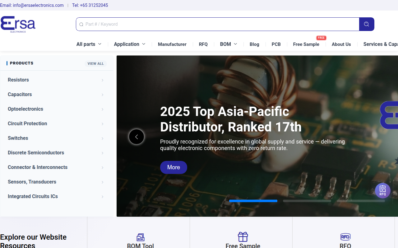 Screenshot van ersaelectronics.com