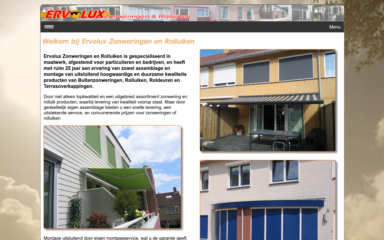 Screenshot van ervolux-zonwering.nl