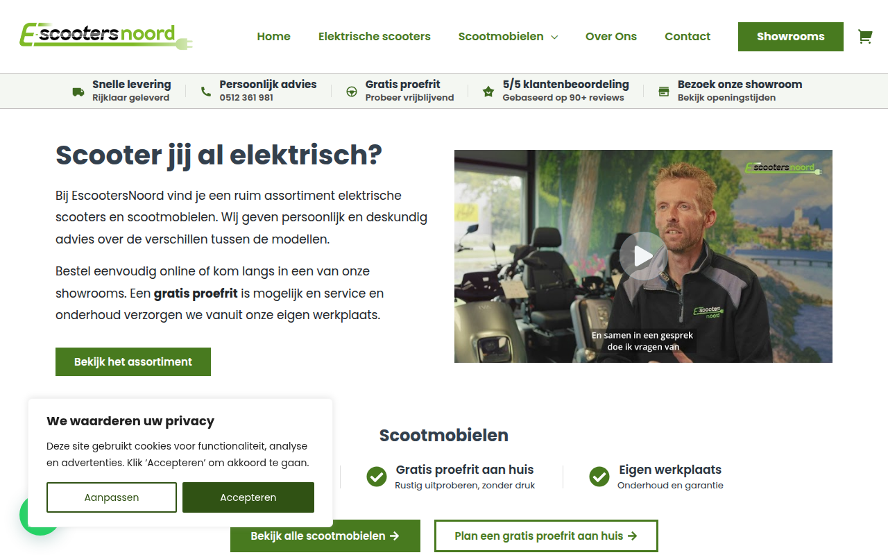 Screenshot van escootersnoord.nl