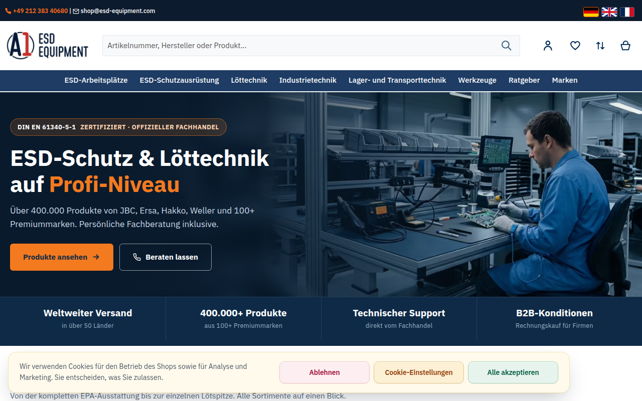 Screenshot van esd.equipment