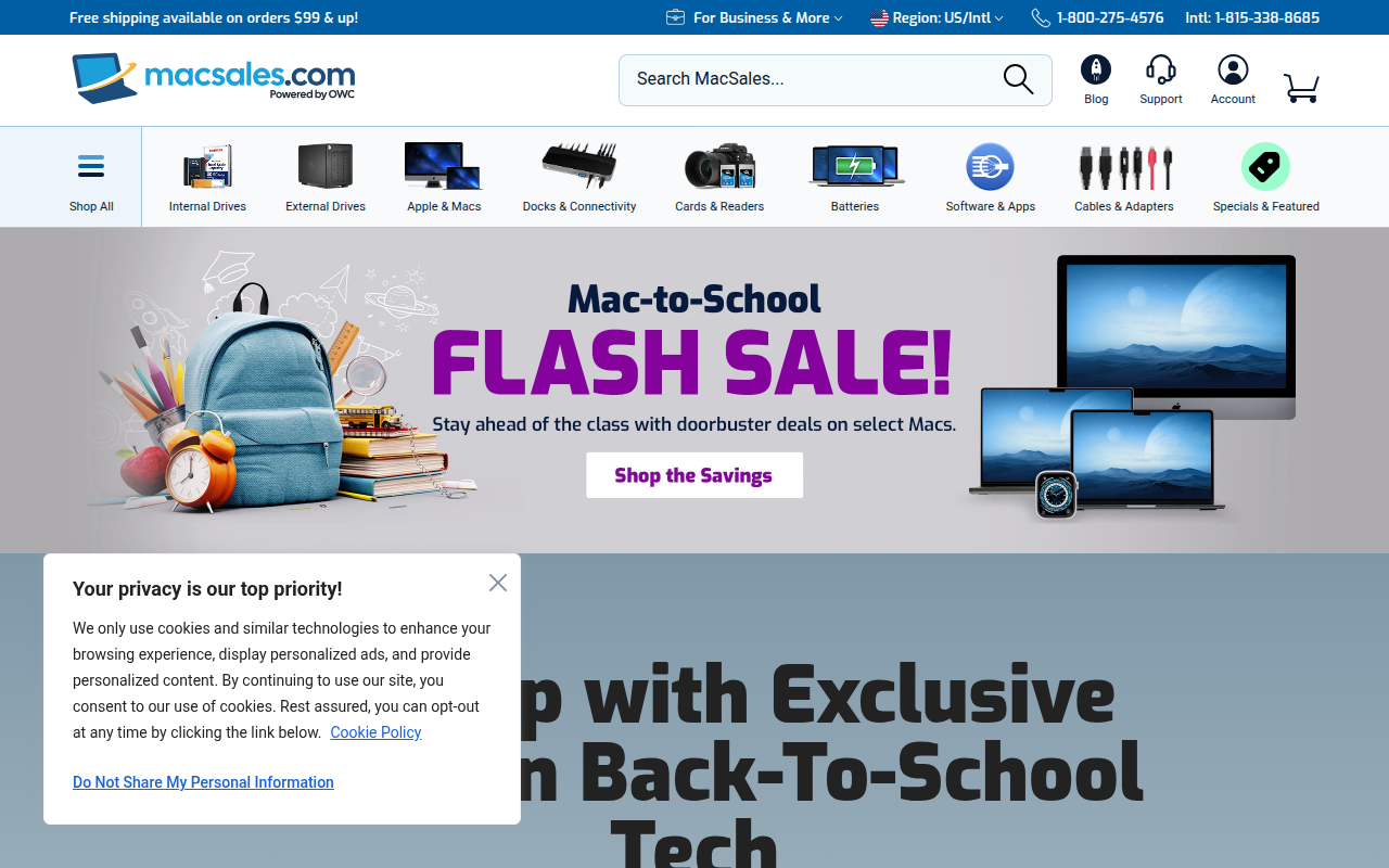 Screenshot van eshop.macsales.com