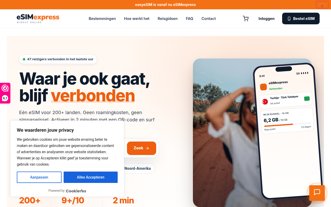 Screenshot van esimexpress.nl