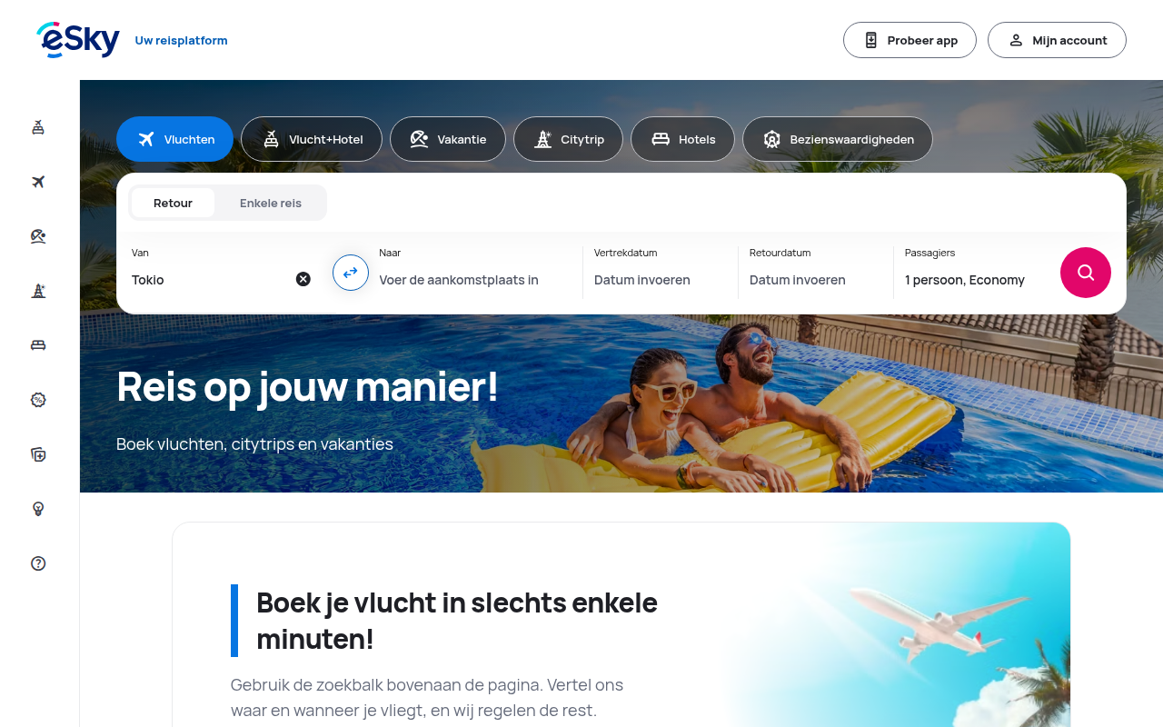 Screenshot van eskytravel.be