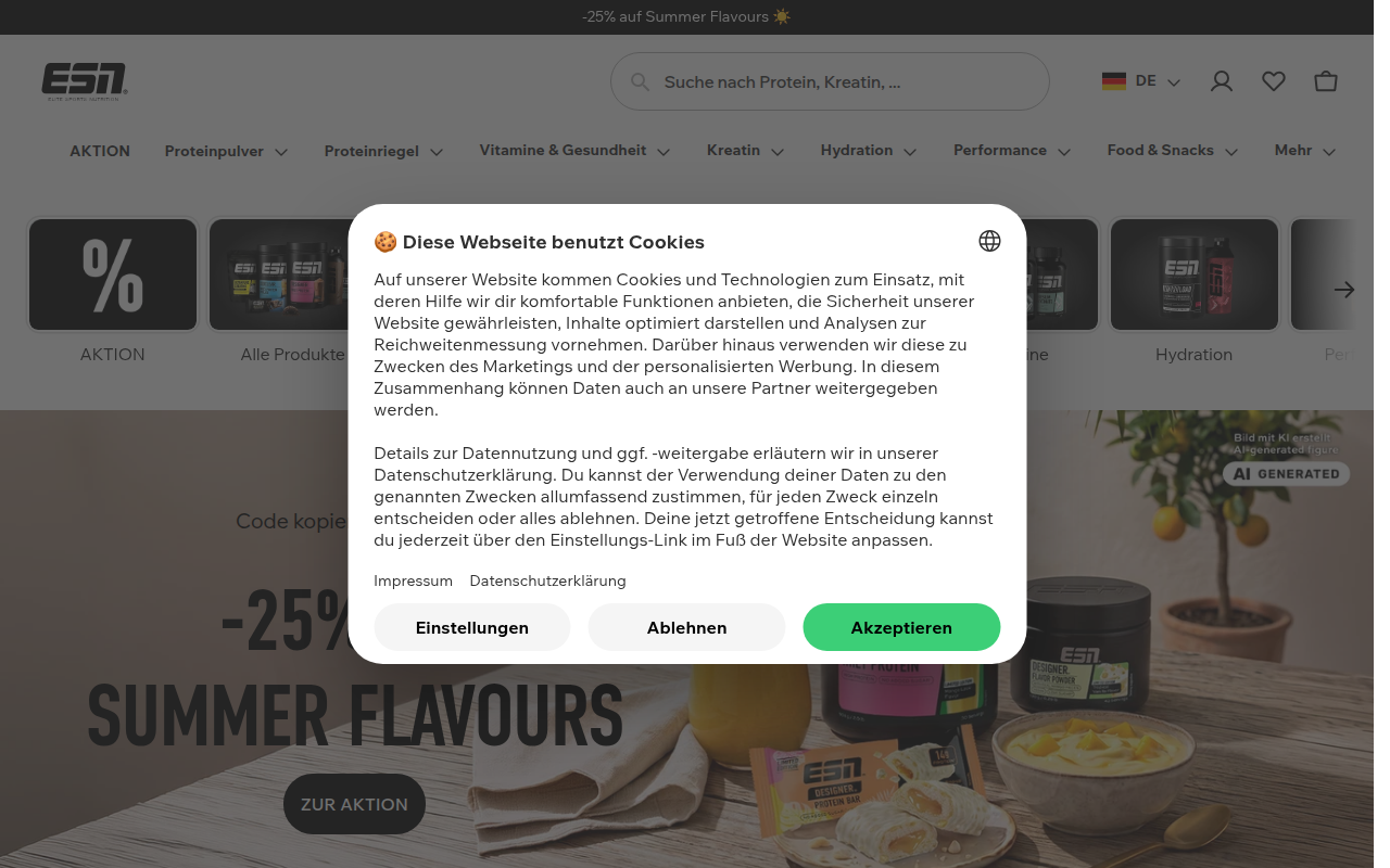 Screenshot van esn.com