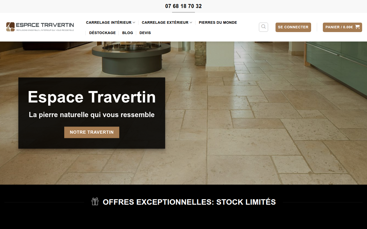 Screenshot van espace-travertin.fr