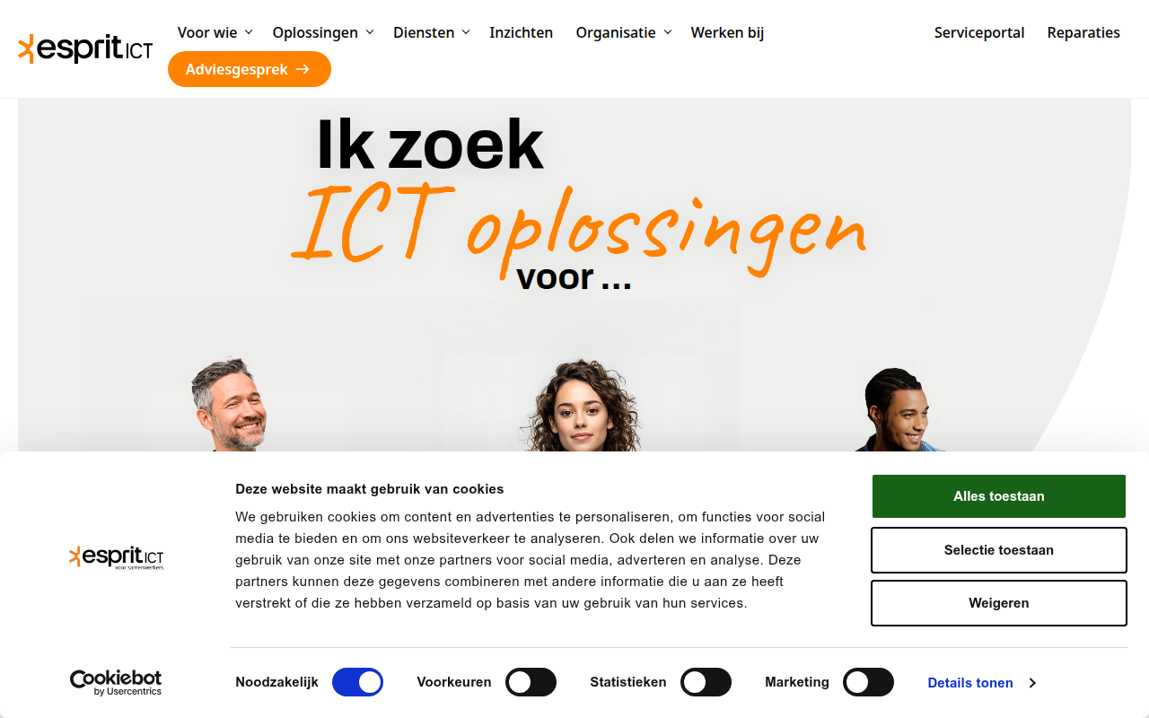 Screenshot van esprit-ict.nl