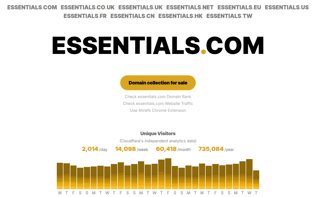 Screenshot van essentials.com