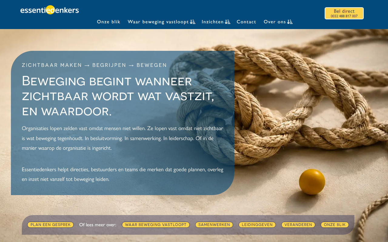 Screenshot van essentiedenkers.be