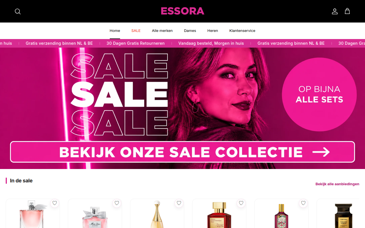Screenshot van essora.nl