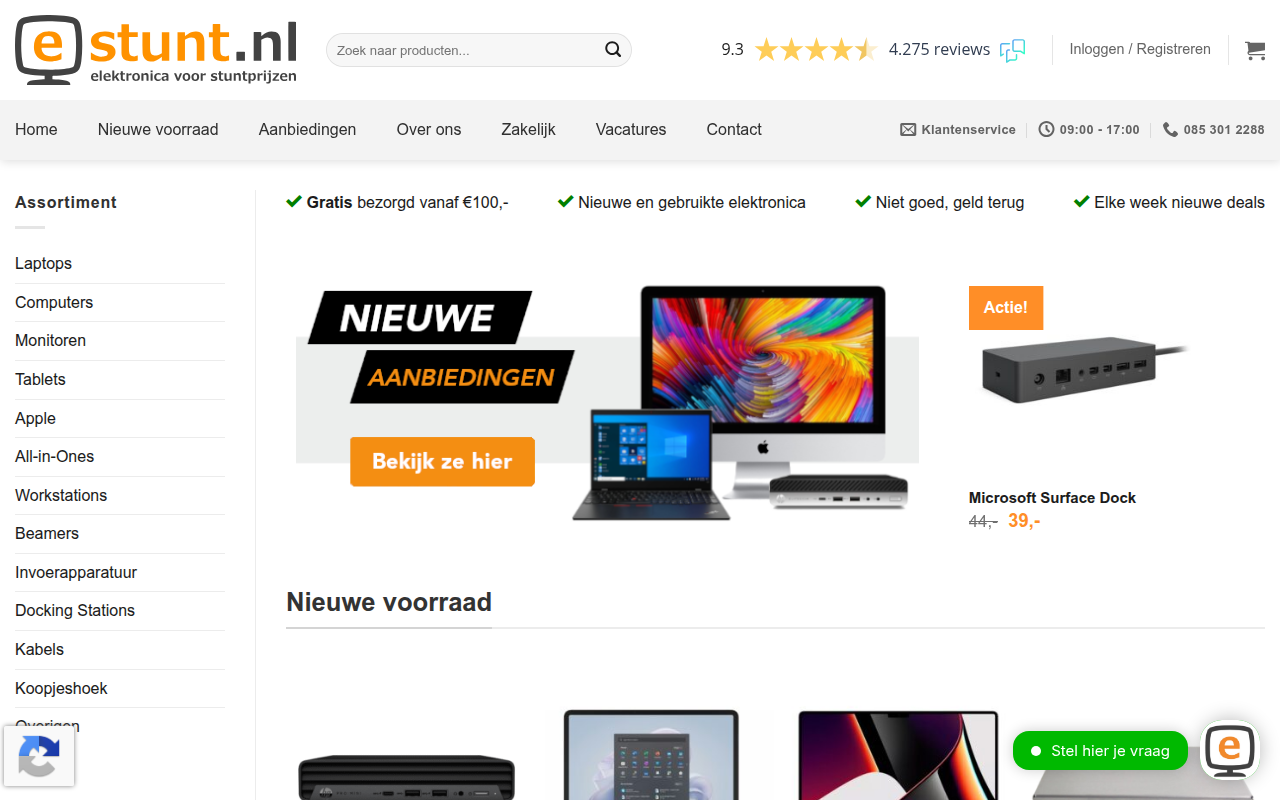 Screenshot van estunt.nl