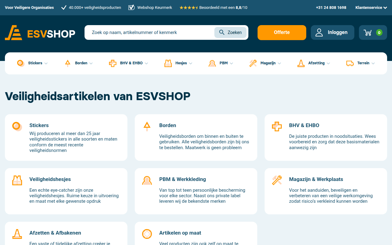 Screenshot van esvshop.nl