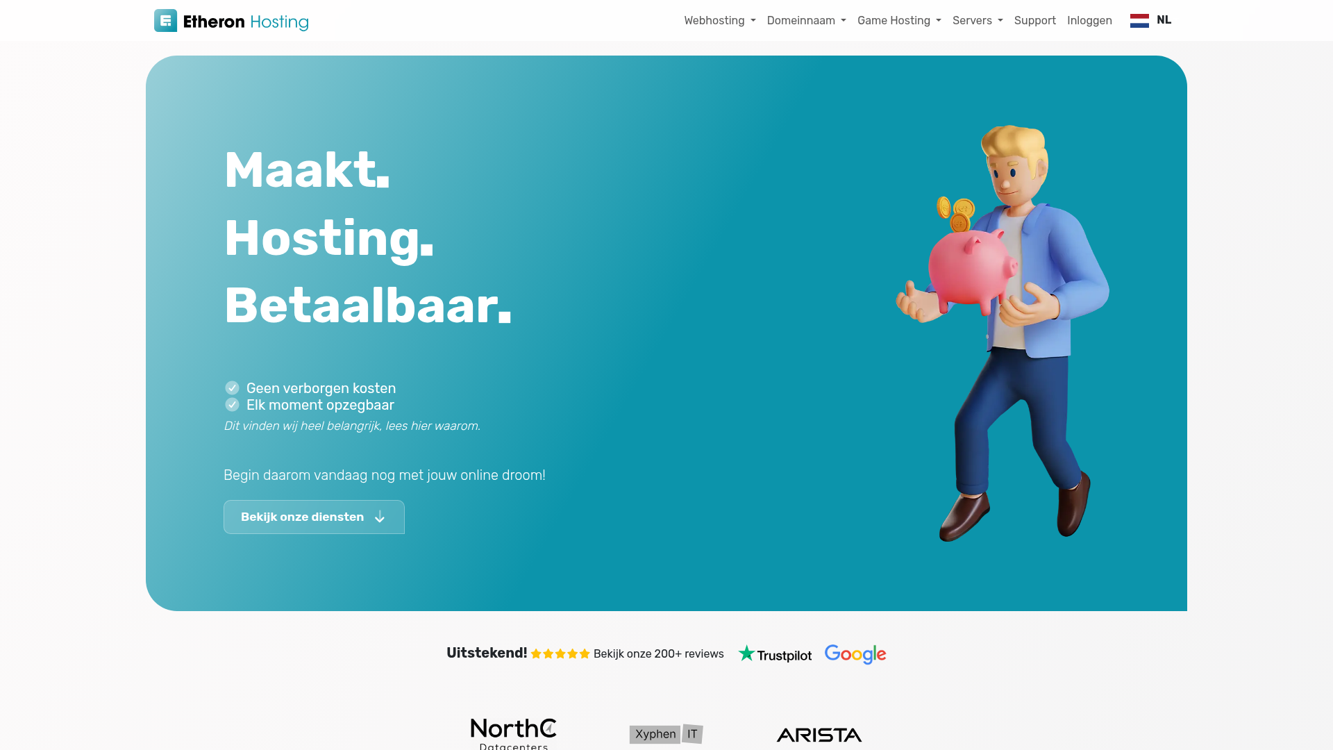 Screenshot van etheron.nl