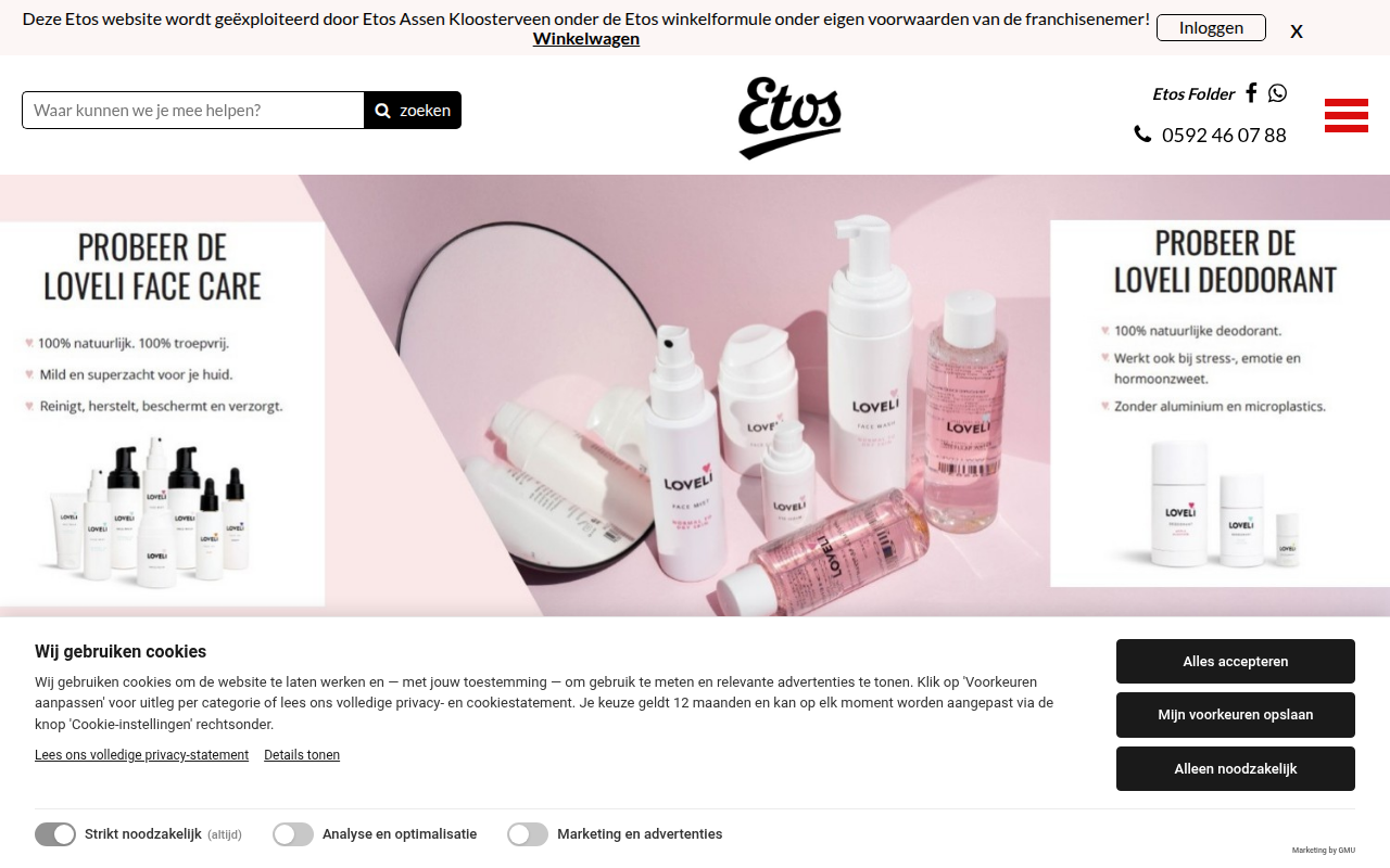 Screenshot van etosdrogistonlineassen.nl