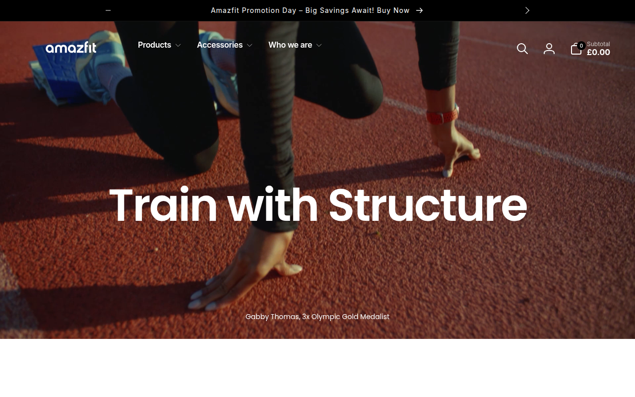 Screenshot van eu.amazfit.com