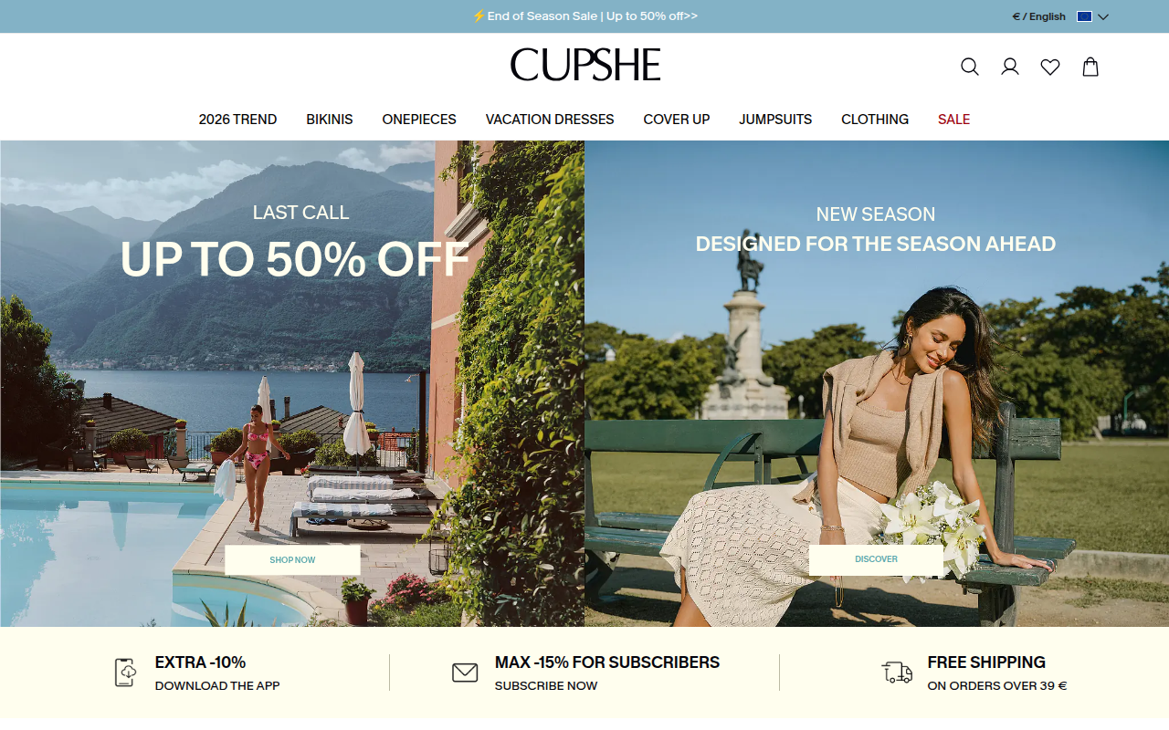 Screenshot van eu.cupshe.com