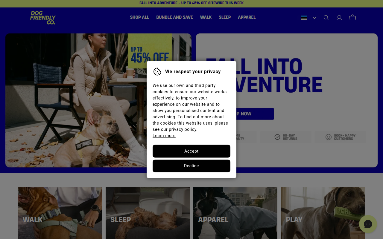 Screenshot van eu.dogfriendlyco.com