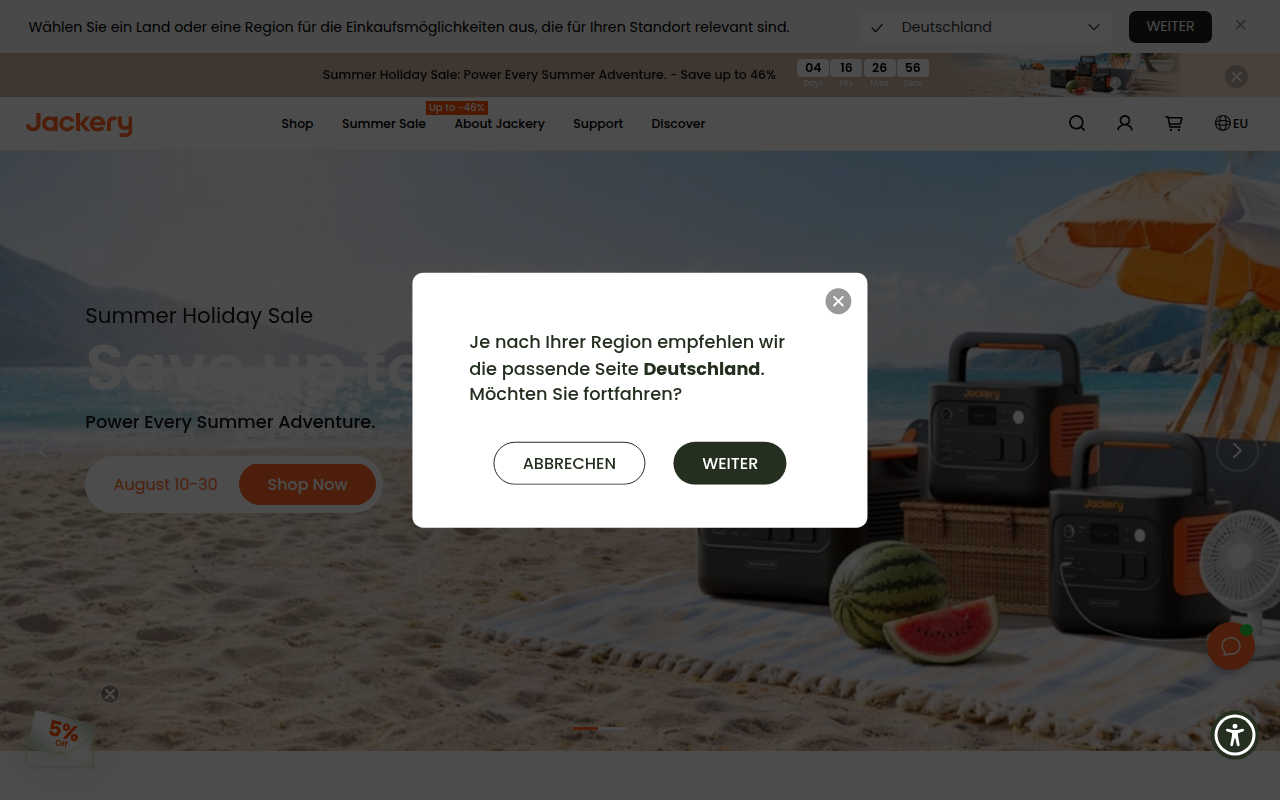 Screenshot van eu.jackery.com