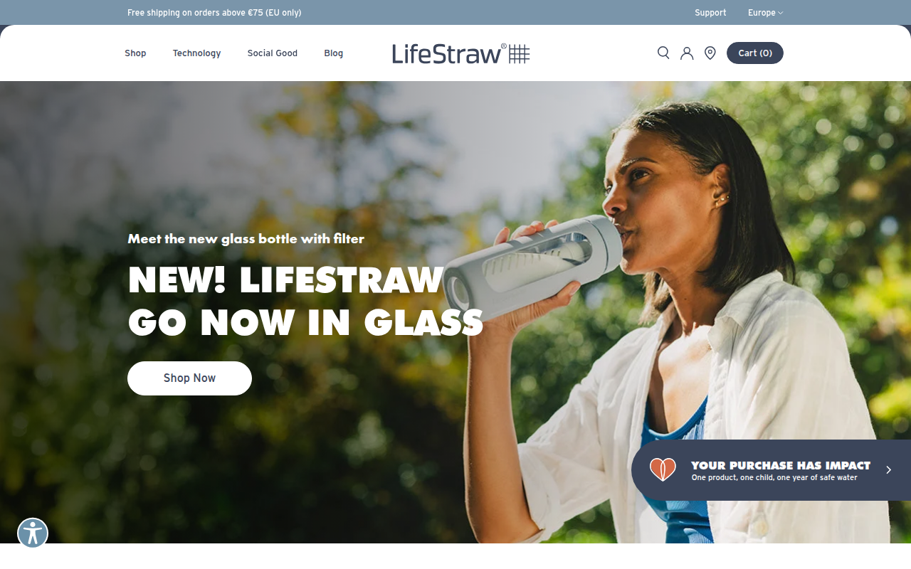 Screenshot van eu.lifestraw.com