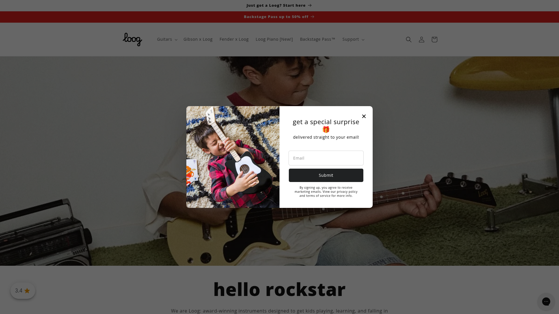 Screenshot van eu.loogguitars.com