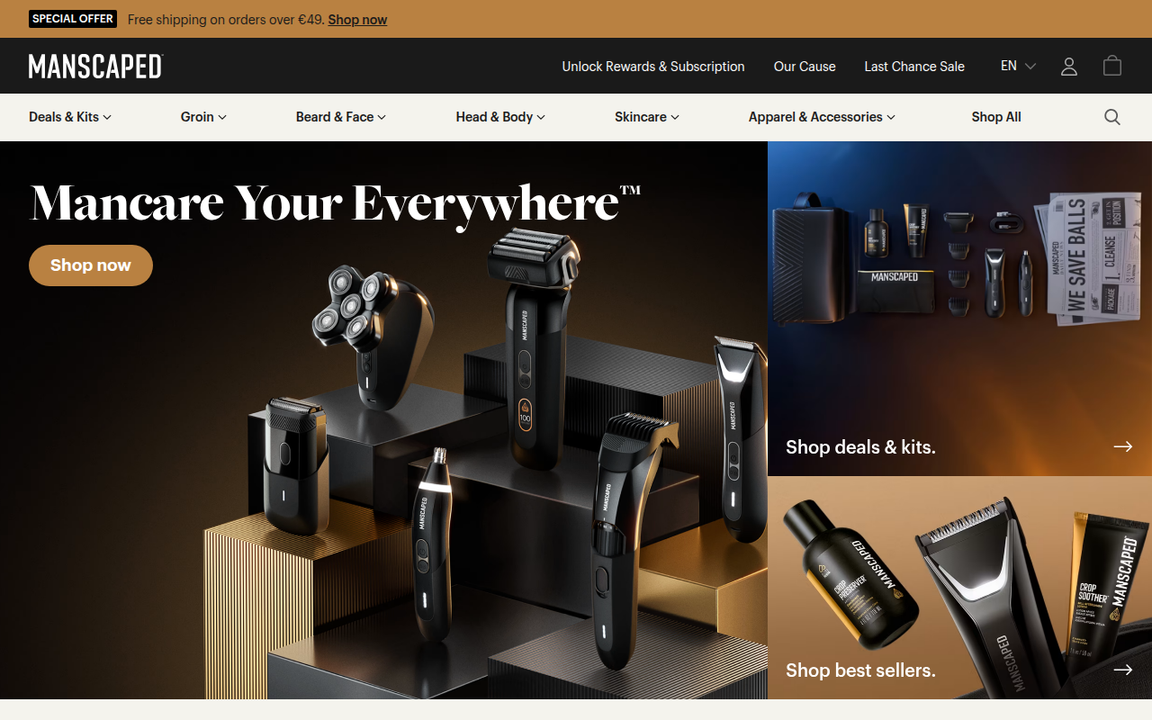 Screenshot van eu.manscaped.com