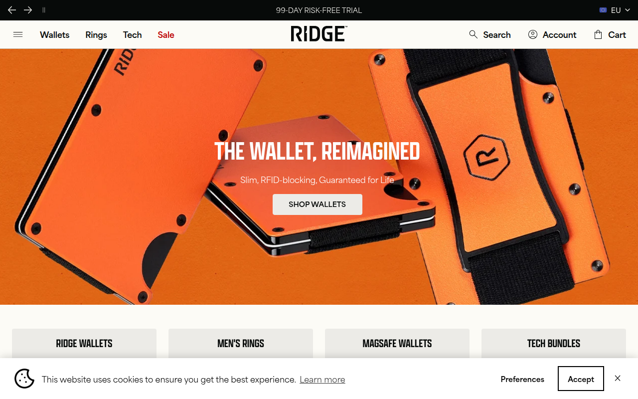 Screenshot van eu.ridge.com