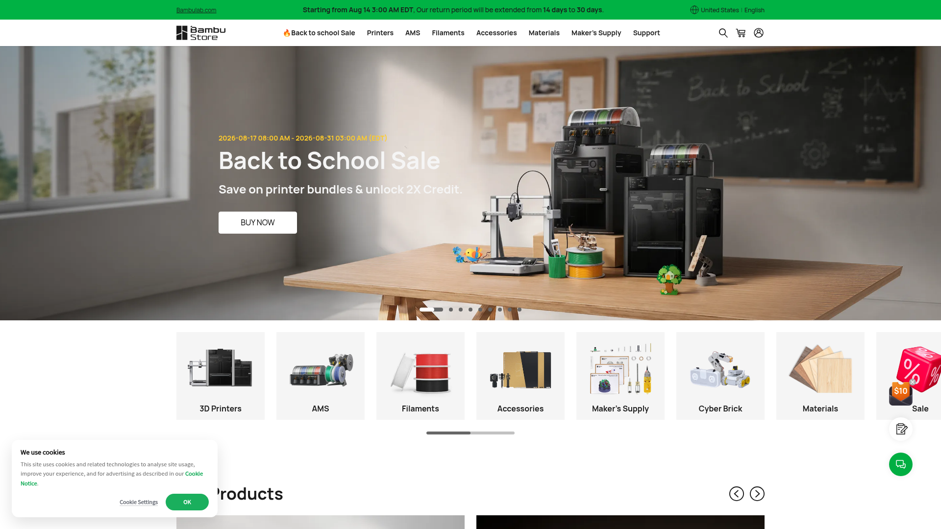 Screenshot van eu.store.bambulab.com