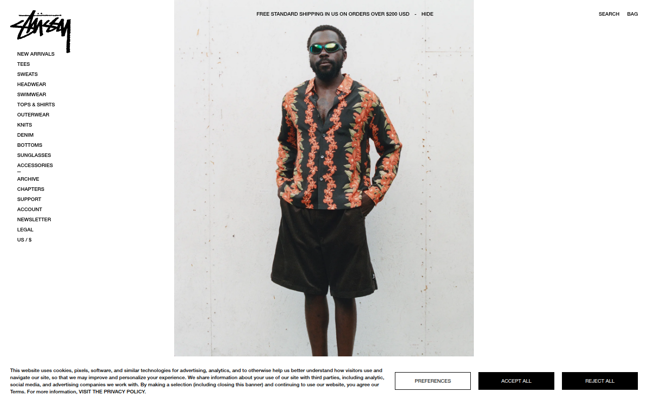 Screenshot van eu.stussy.com