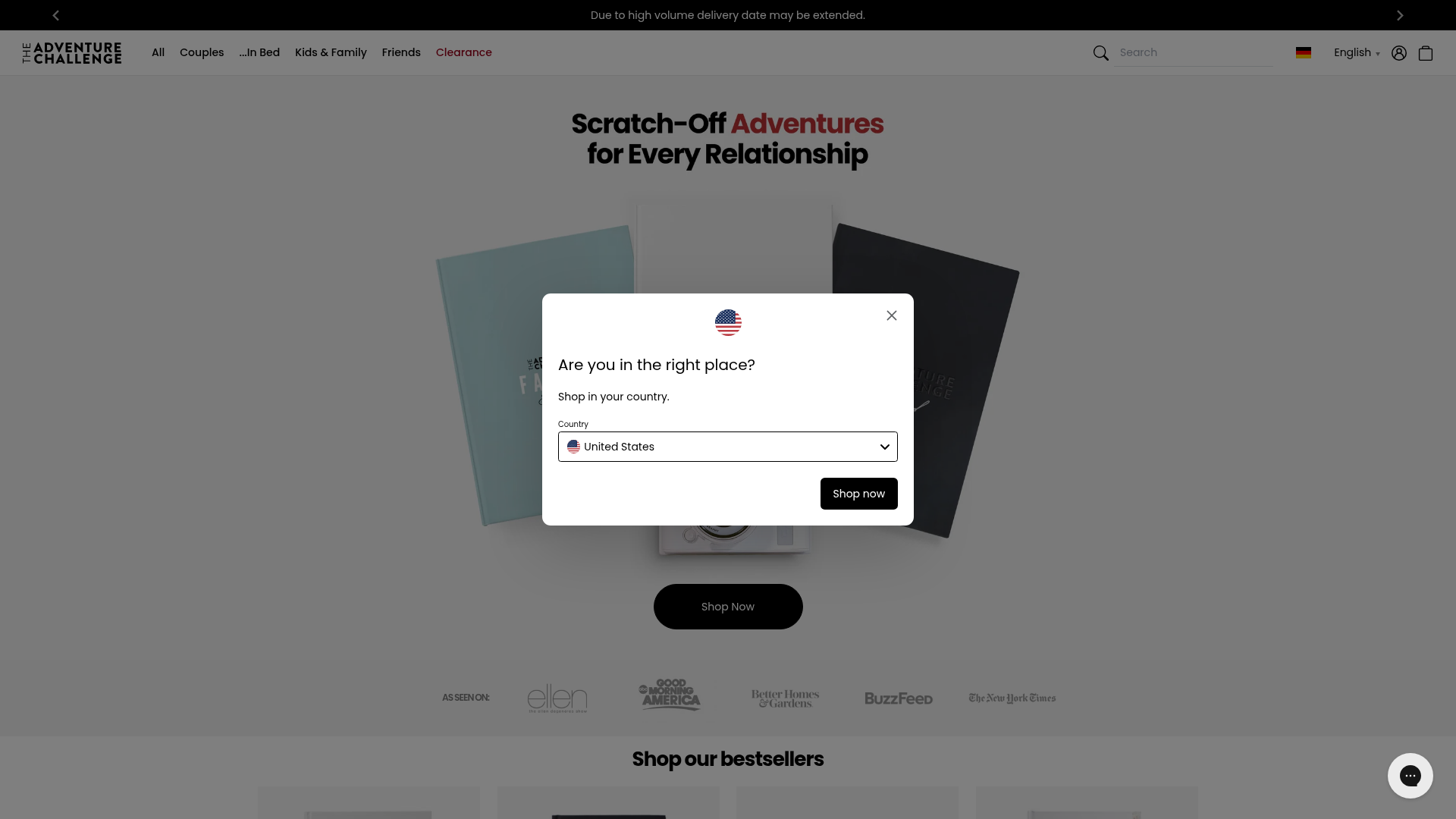 Screenshot van eu.theadventurechallenge.com
