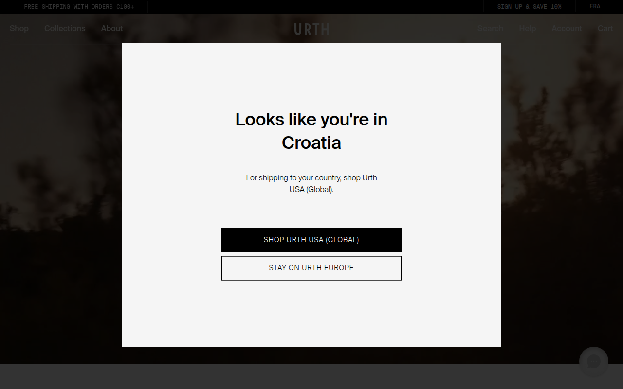 Screenshot van eu.urth.co