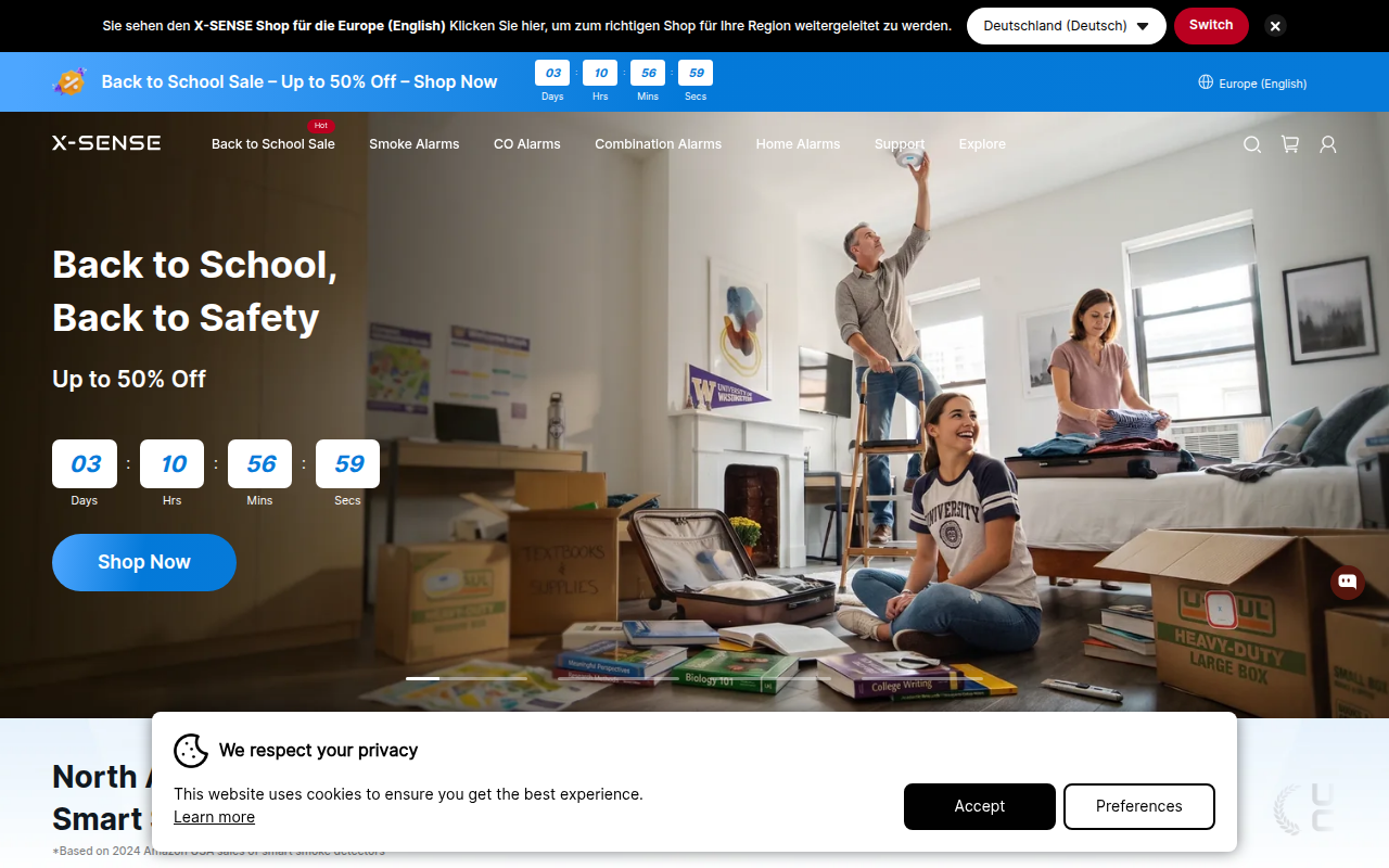 Screenshot van eu.x-sense.com