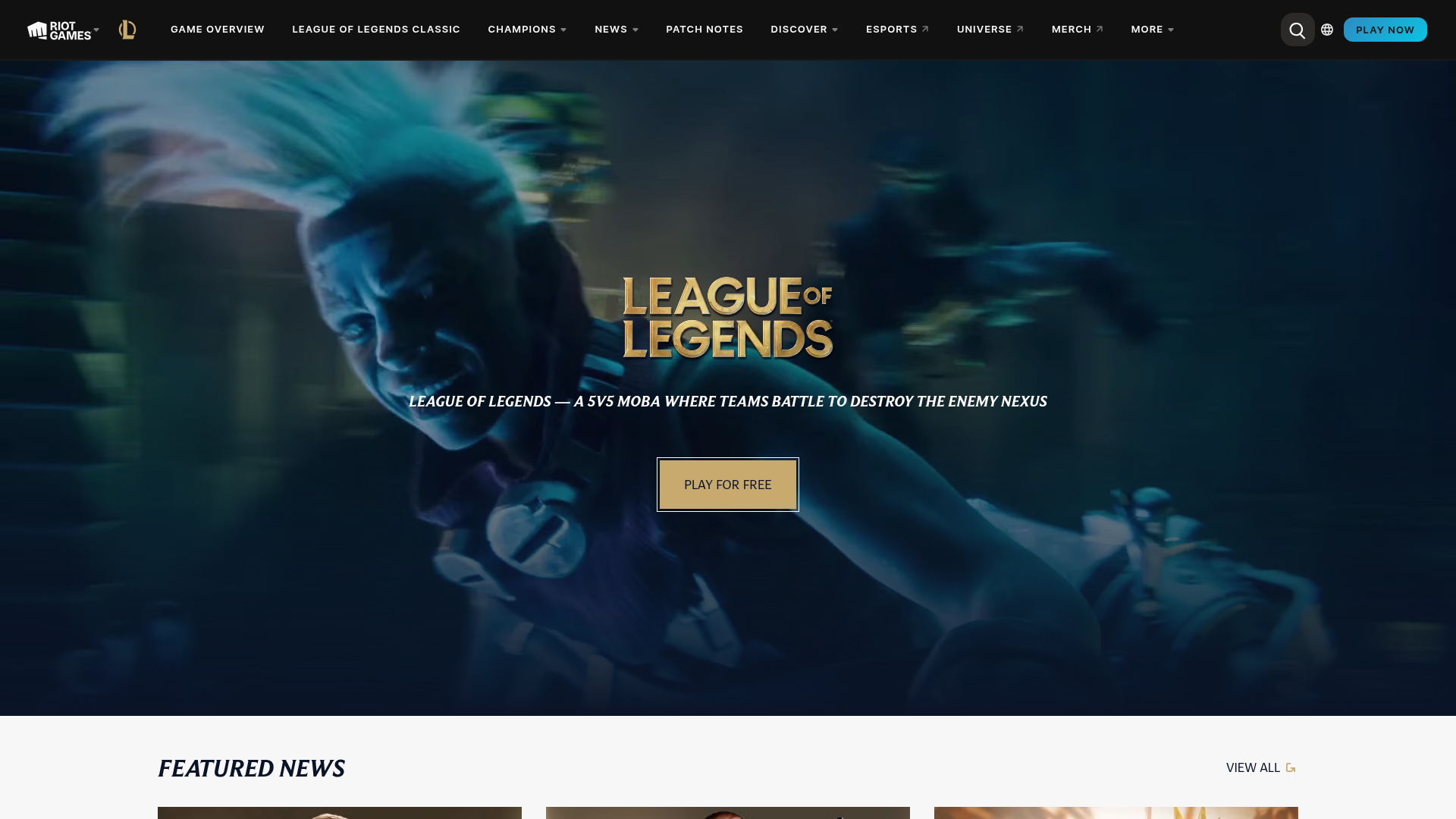 Screenshot van eune.leagueoflegends.com