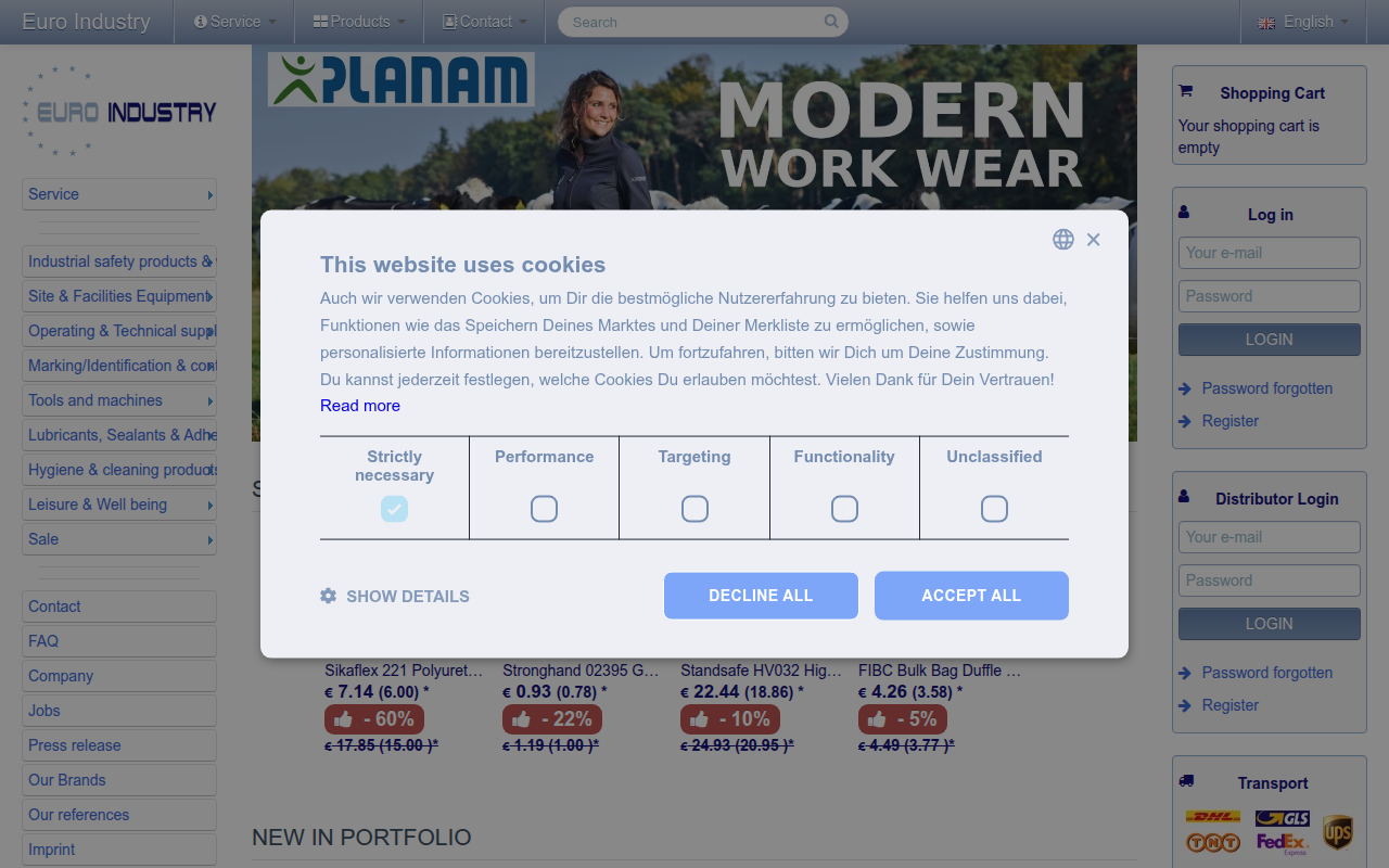 Screenshot van euro-industry.com