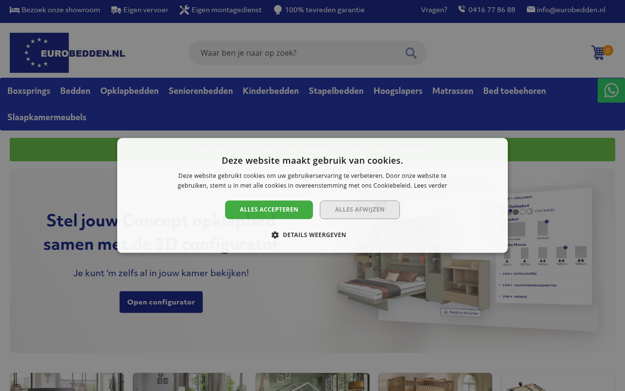 Screenshot van eurobedden.nl