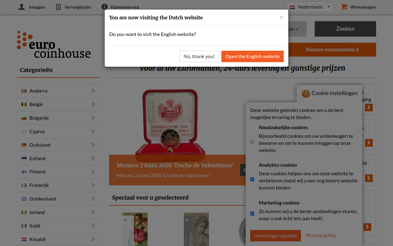 Screenshot van eurocoinhouse.com