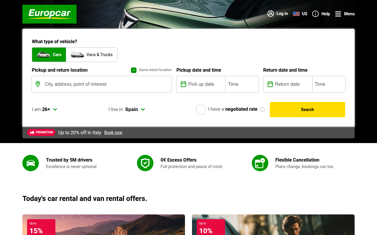 Screenshot van europcar.com