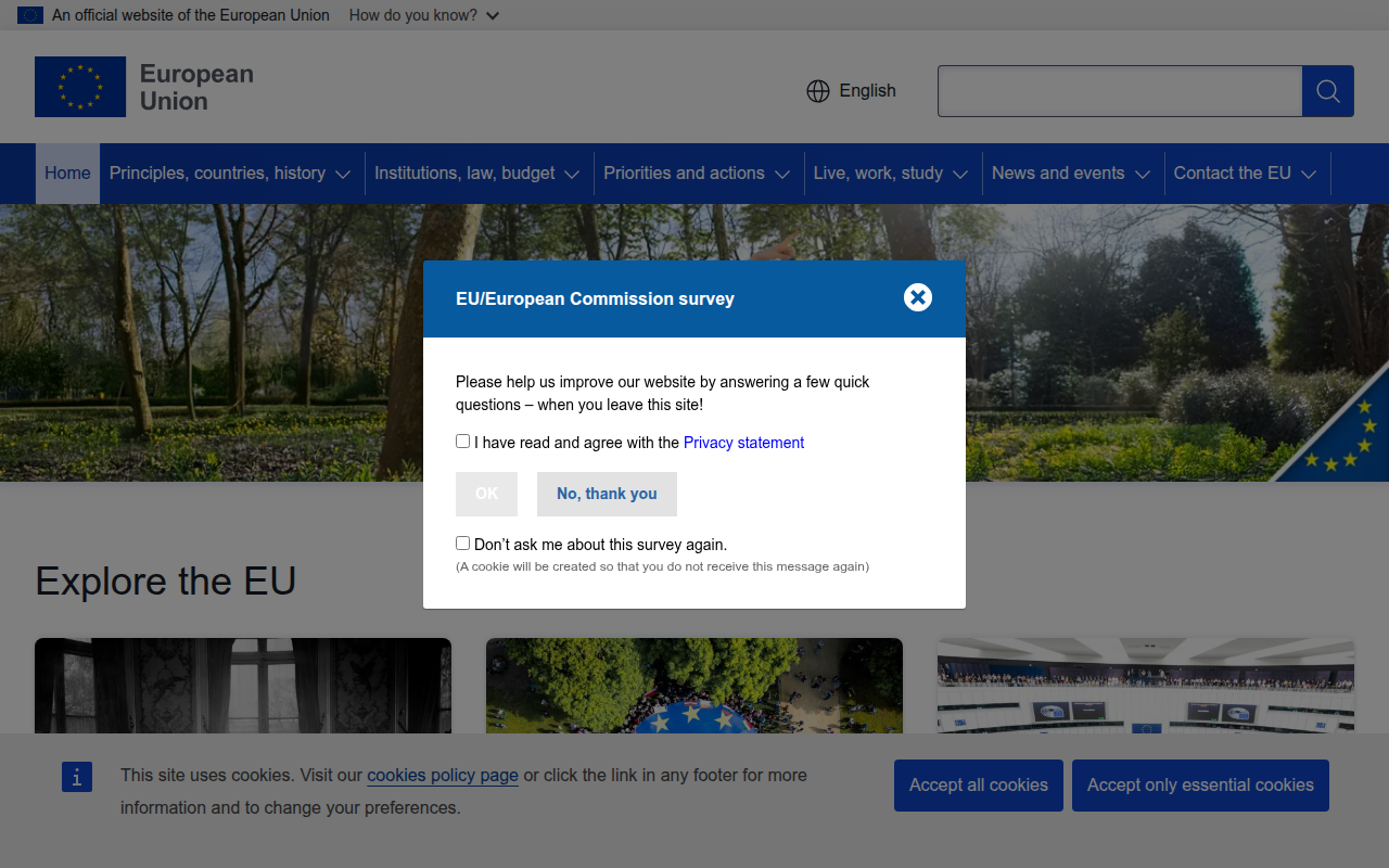 Screenshot van european-union.europa.eu