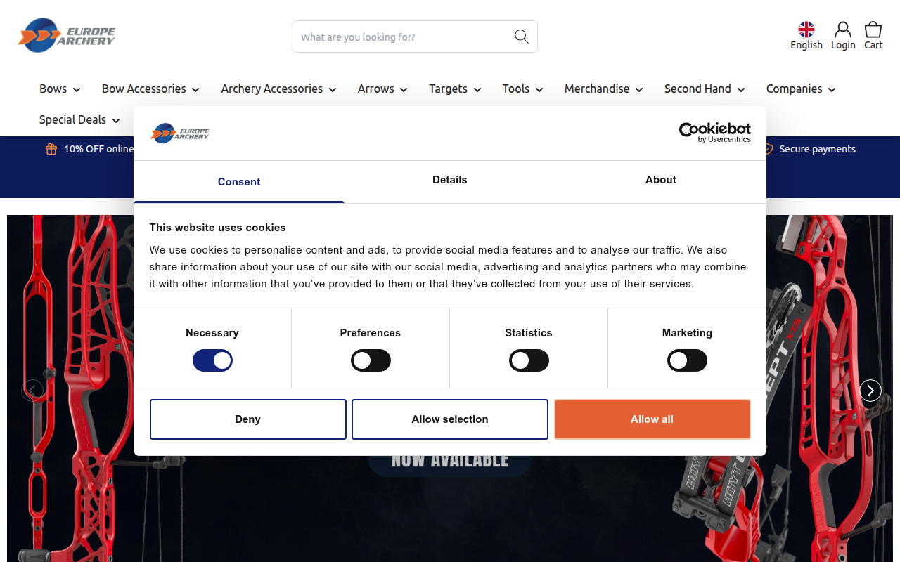 Screenshot van europearchery.com