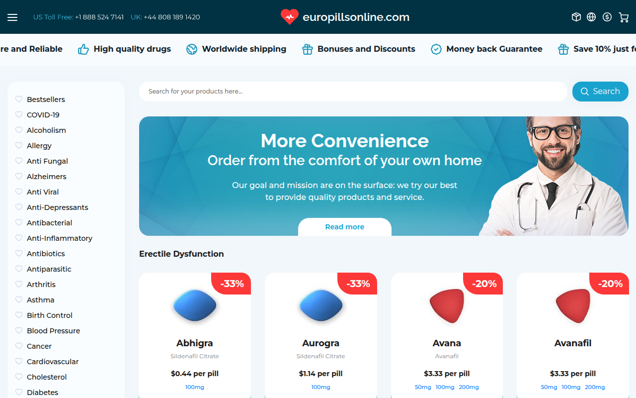 Screenshot van europillsonline.com