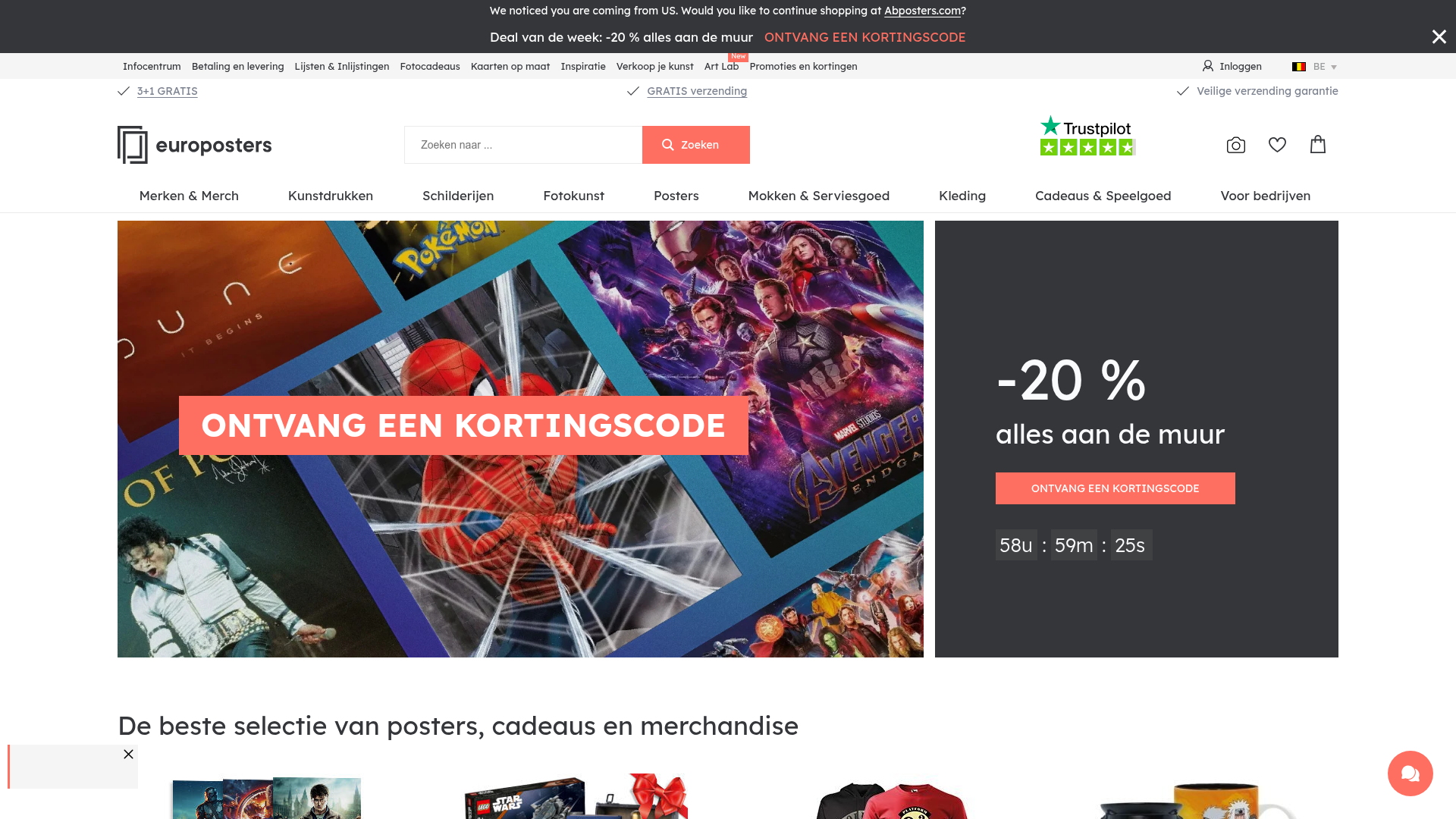 Screenshot van europosters.be