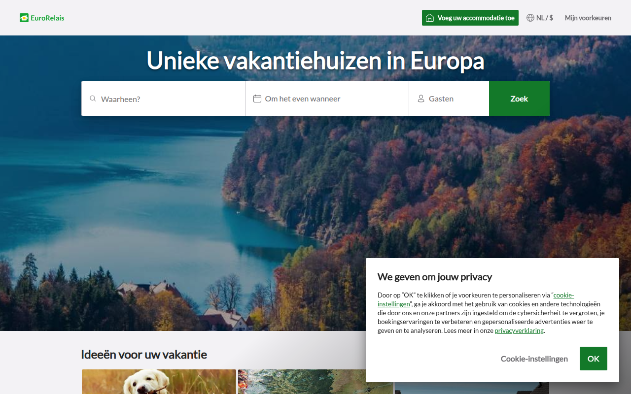 Screenshot van eurorelais.nl