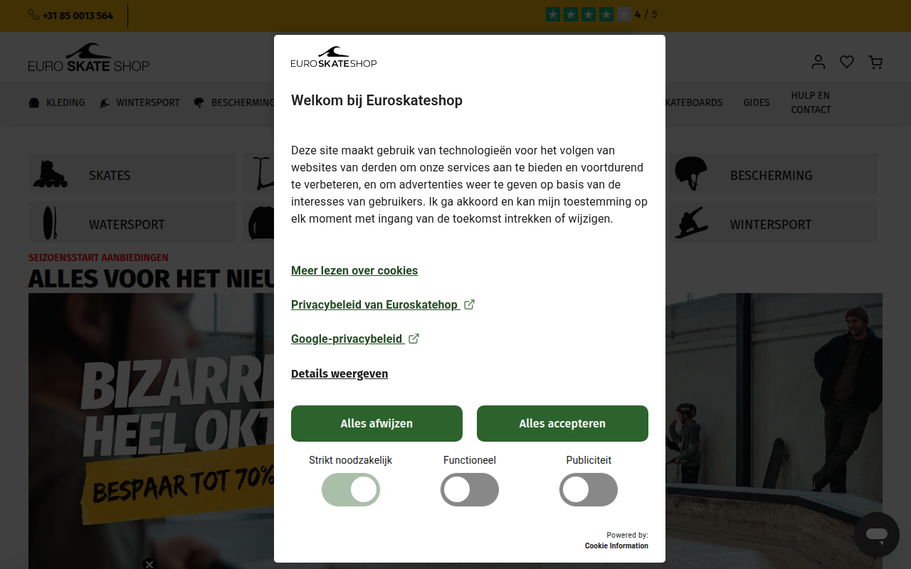 Screenshot van euroskateshop.nl