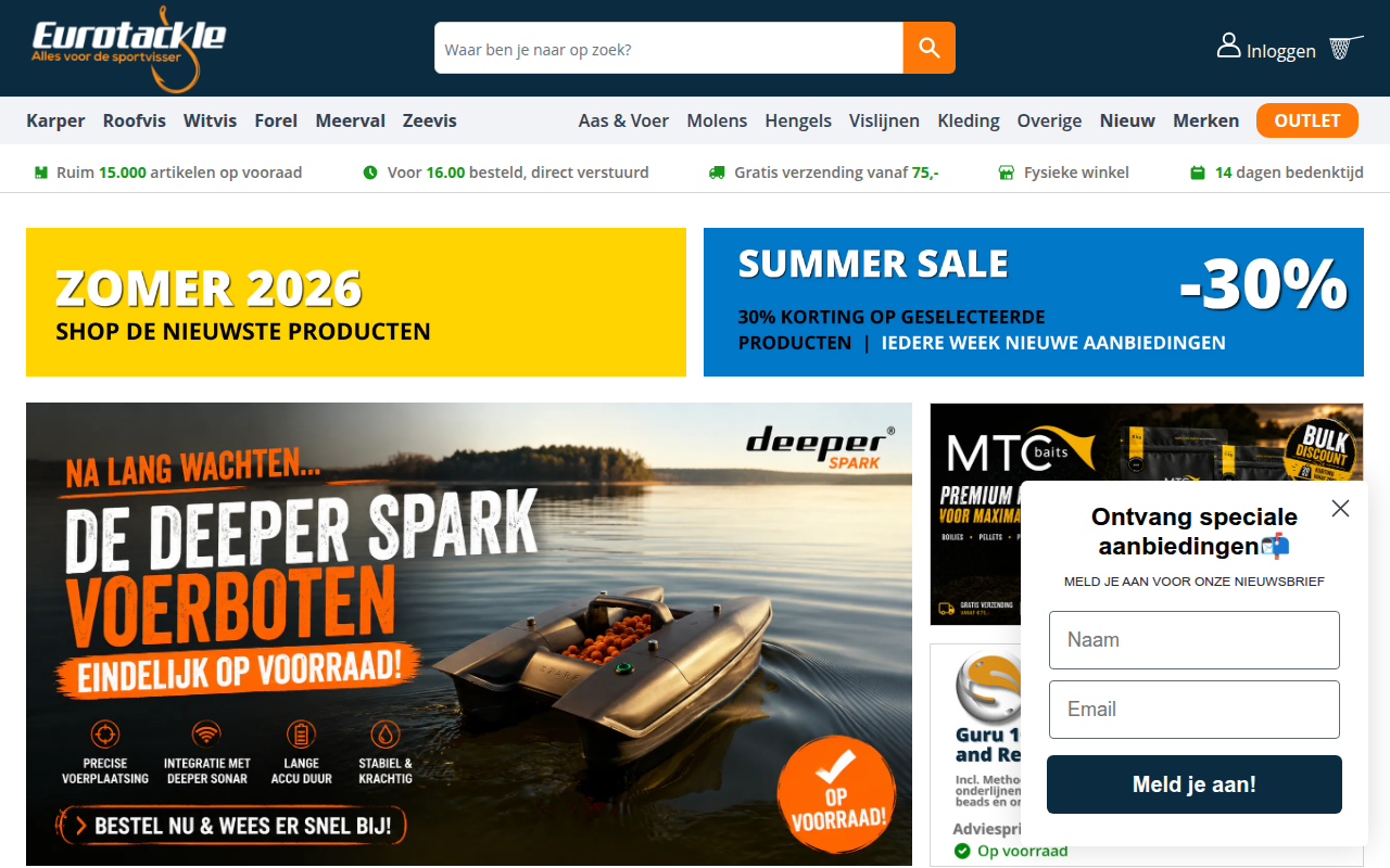 Screenshot van eurotackle.nl
