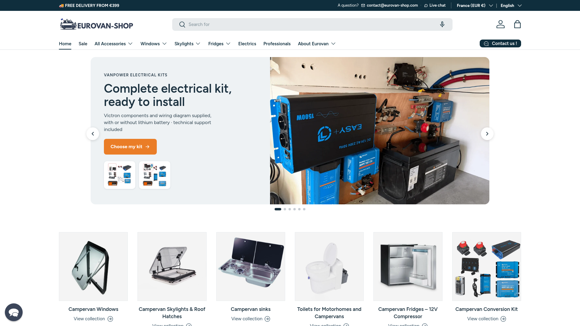 Screenshot van eurovan-shop.com