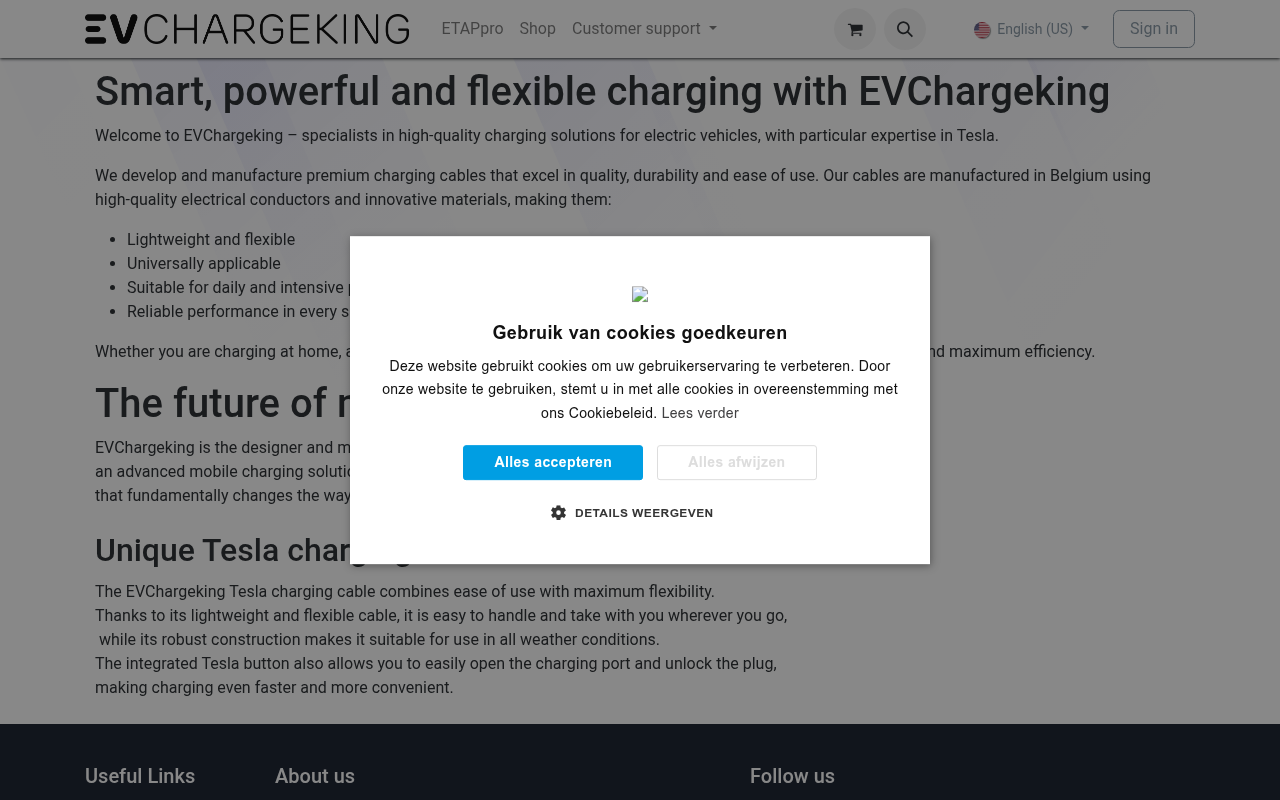 Screenshot van evchargeking.com