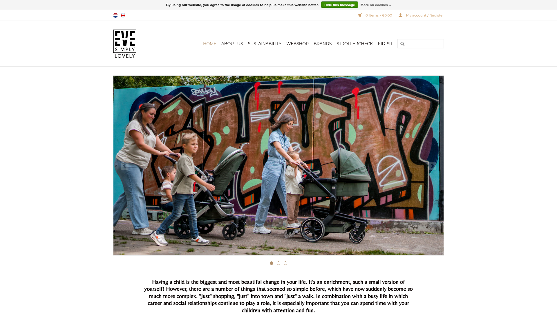 Screenshot van evekids.nl